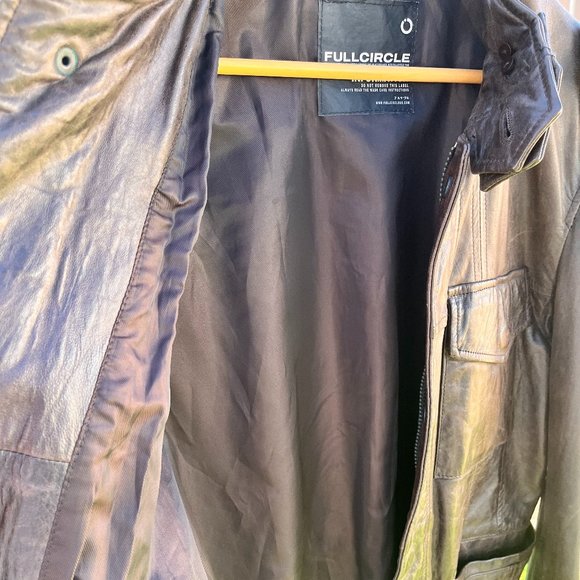 Full Circle Men's Brown Leather Jacket Size L - Picture 8 of 8